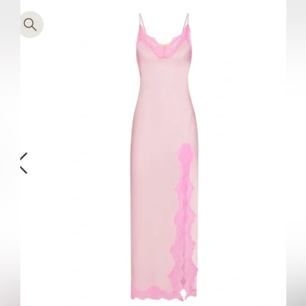 SKIMS Woven Shine Lace Long Dress | Cherry Blossom | Size S